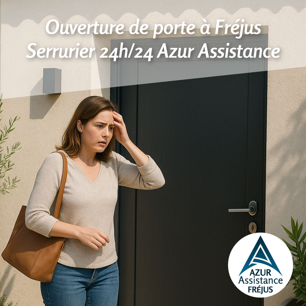 Serrurier ouvrant une porte d'entrée à Fréjus lors d'une intervention en urgence 24h/24